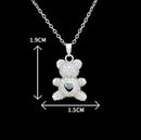 Corrente de aço inoxidável cor dourada, colares com pingente de urso de zircônia brilhante fofo para mulheres e meninas, acessórios de joias de luxo, presente